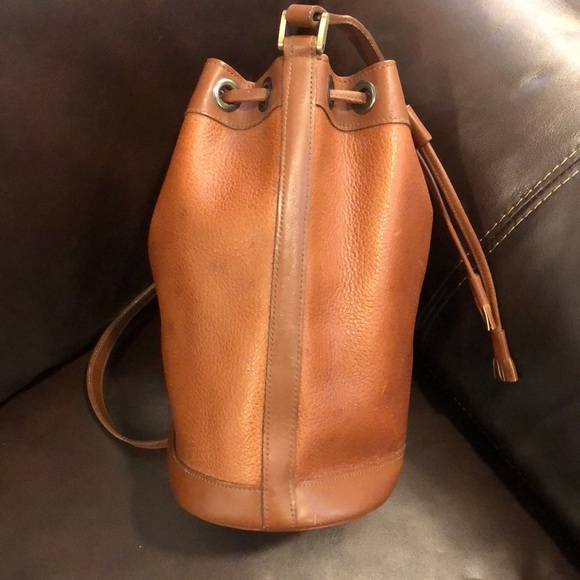 BURBERRYS Leather Bucket Drawstring Bag Nova Check Lining Authentic VTG - Picture 7 of 13